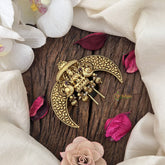 Vriksham Traditional Gold Finish Lakshmi With Peacock Jada Billai-G19272